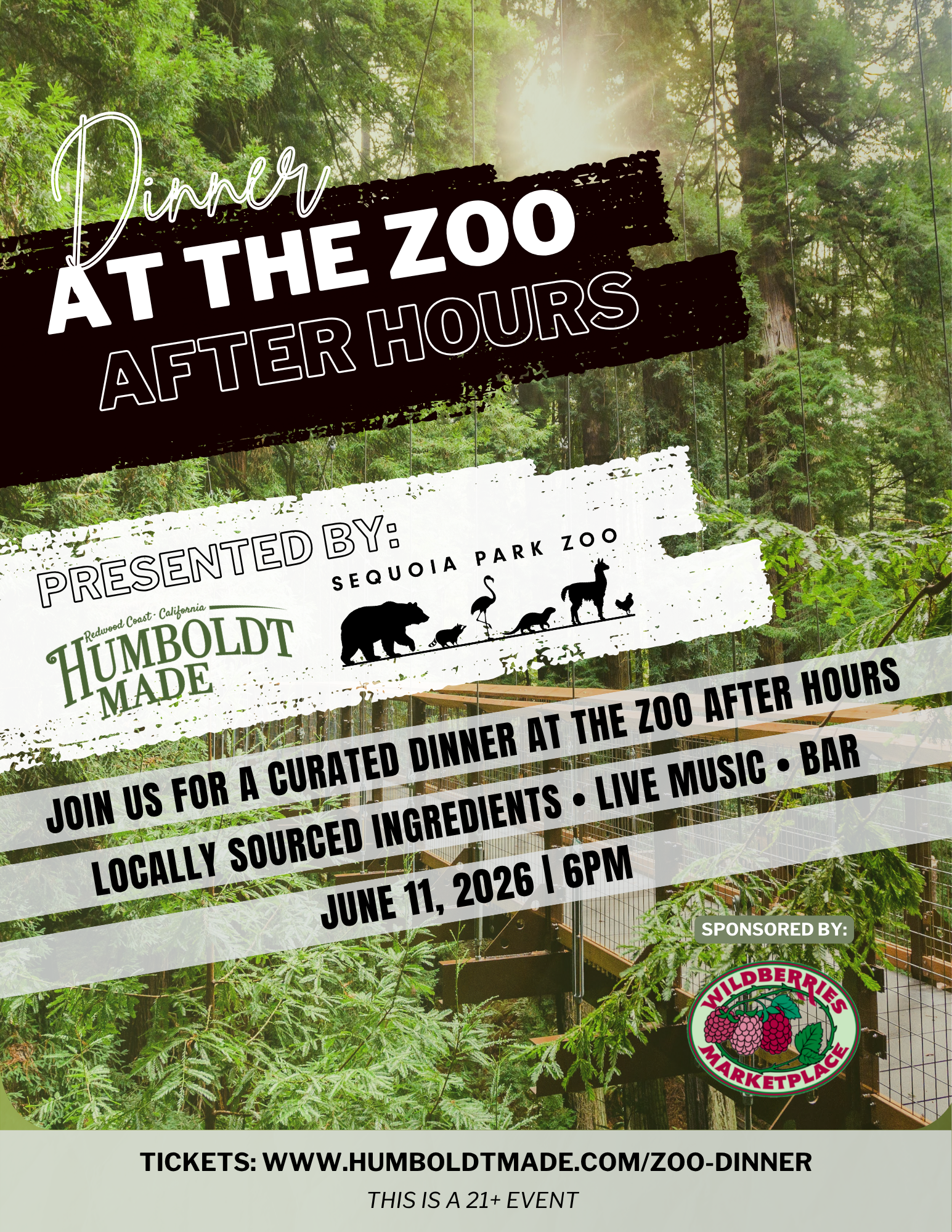 flyer with info about a local dinner event at the zoo