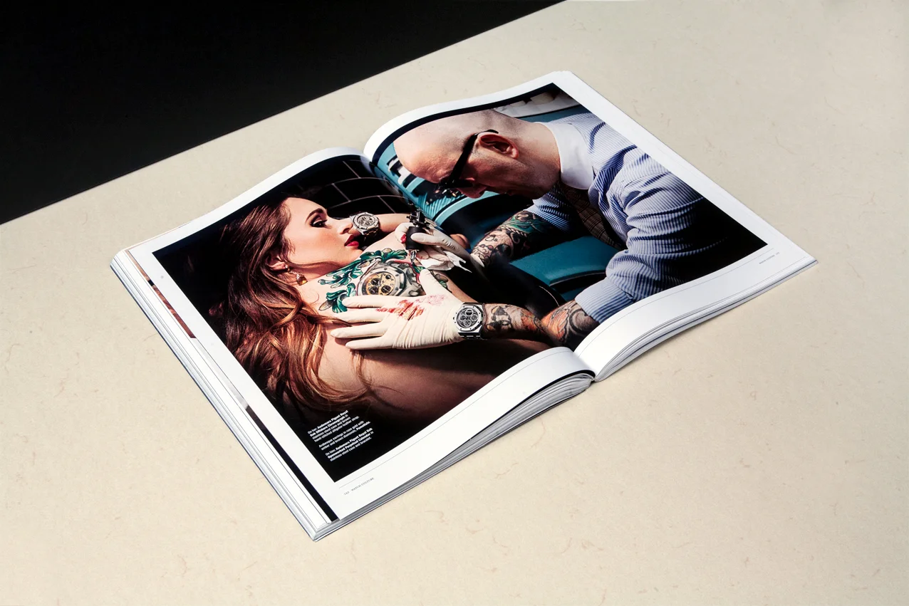 Mo Coppoletta has created a series of 8 exclusive designs featuring collector time pieces . Each detailed design has been produced celebrating the history or characteristics of each watch. The illustrations have become the co-star of a luxurious photoshoot that has now been published on the latest issue of Revolution Magazine.