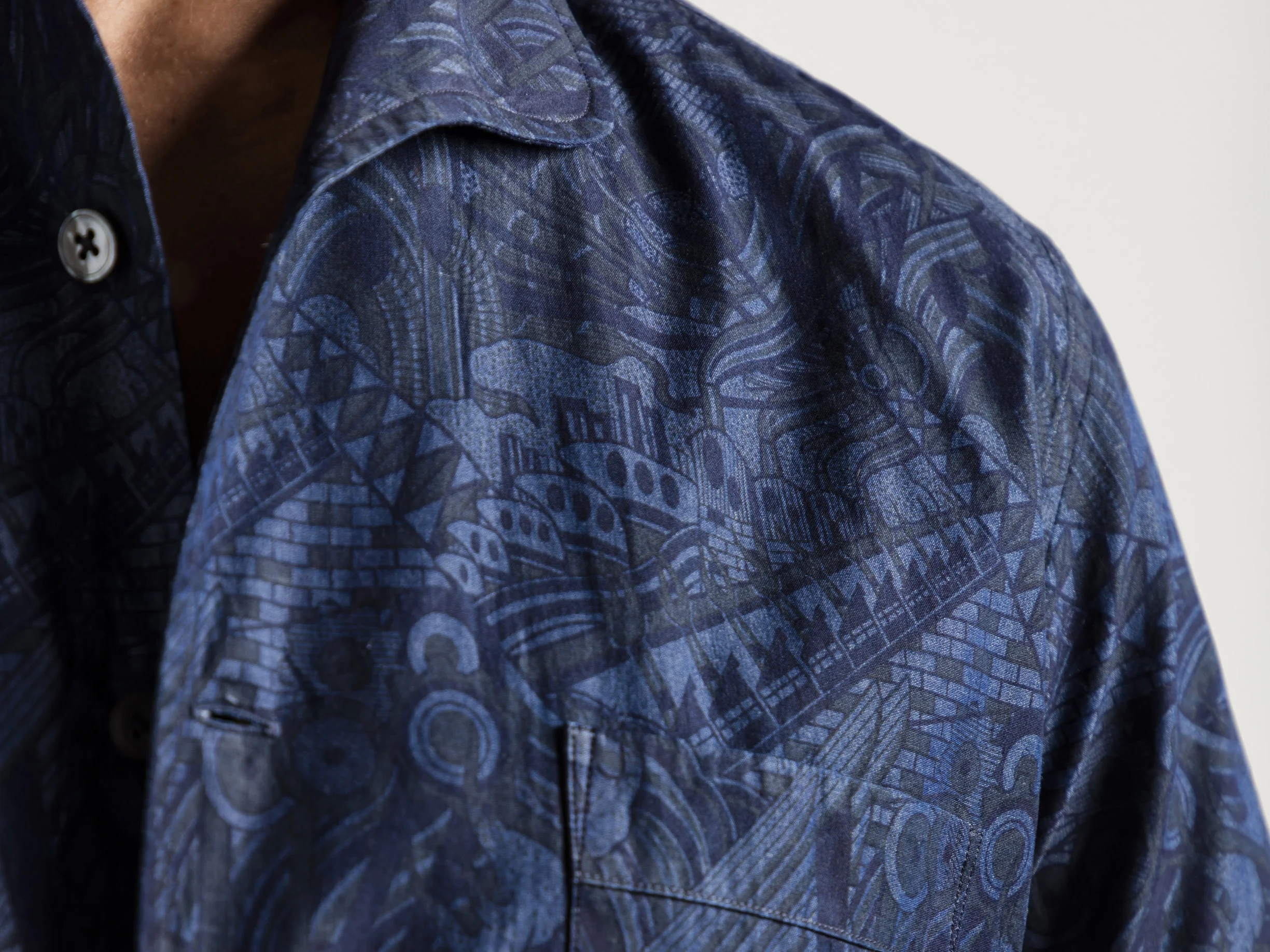 Turnbull & Asser + The Rake Denim Shirt The third piece of this ongoing partnership between The Rake, Turnbull & Asser and Mo Coppoletta. A series of three denim shirts printed with a pattern inspired by the industrial Victorian docks and factories. LEARN MORE...
