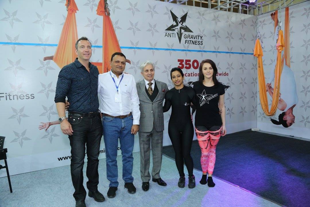 Pictured here L-R is Guy Beckerlegge our AntiGravity® Vice President of Sales, Mr. Jignesh-our Master Licensee in India, Mr.Madhukar Talvalka, Nital Raval our 2 Star Instructor Trainer in India, and Vanessa McCowan our Master Instructor. 