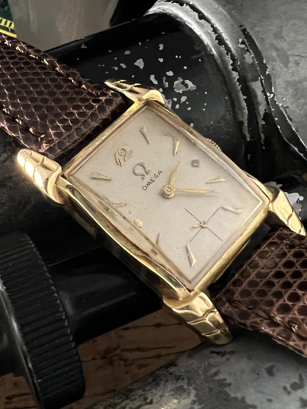 1955 Omega Dress 14kt Tank — Cool Vintage Watches