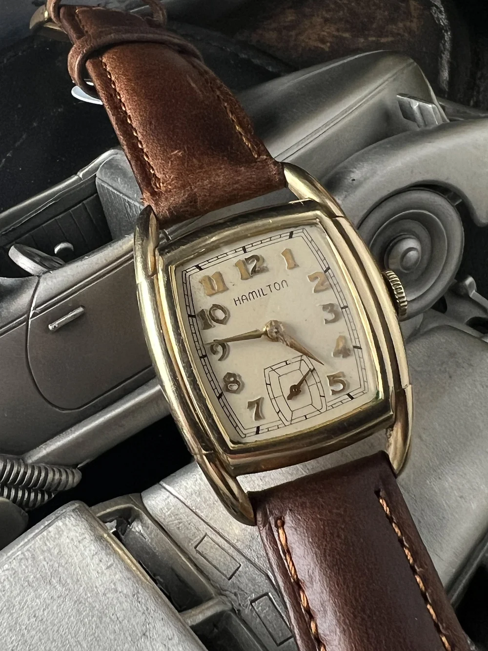 Montre Vintage Hamilton Dodson 987A Années 40 - Or - Fonctionne Bien - Avec Boîte D'origine