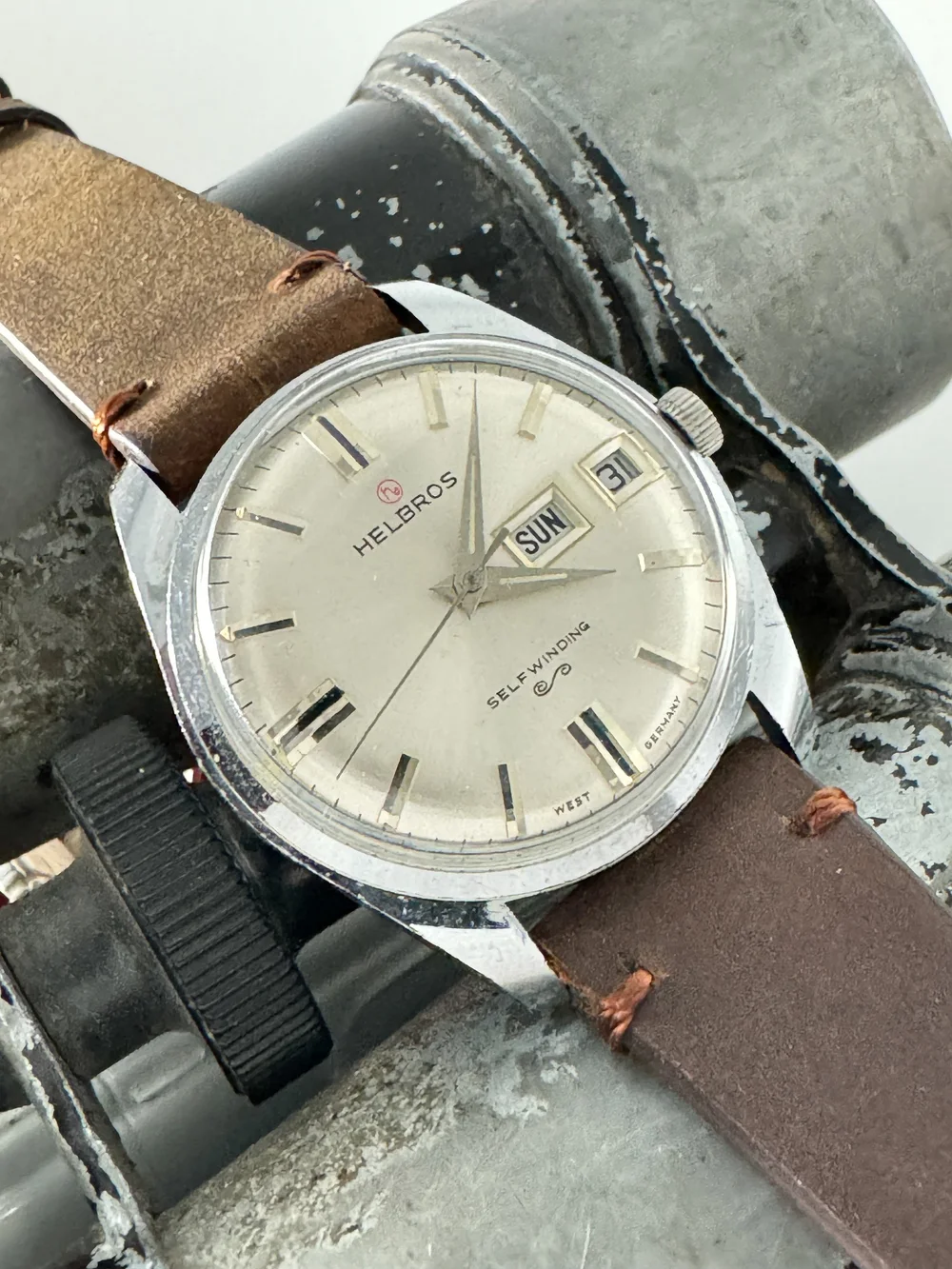 Vintage Helbros Watch Rare 1960s Vintage Helbros Automatic Mens Divers Watch With  main image 4