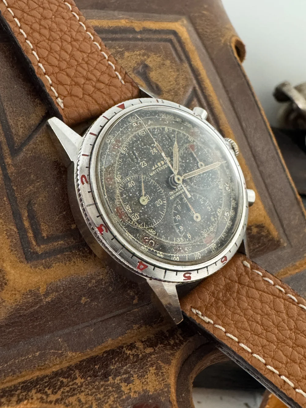 Bézel (lunette) Original Jaeger Pour Cadran 4 ATM - Vintage Compatible Valjoux 72 Chronographe - Occasion Bon état