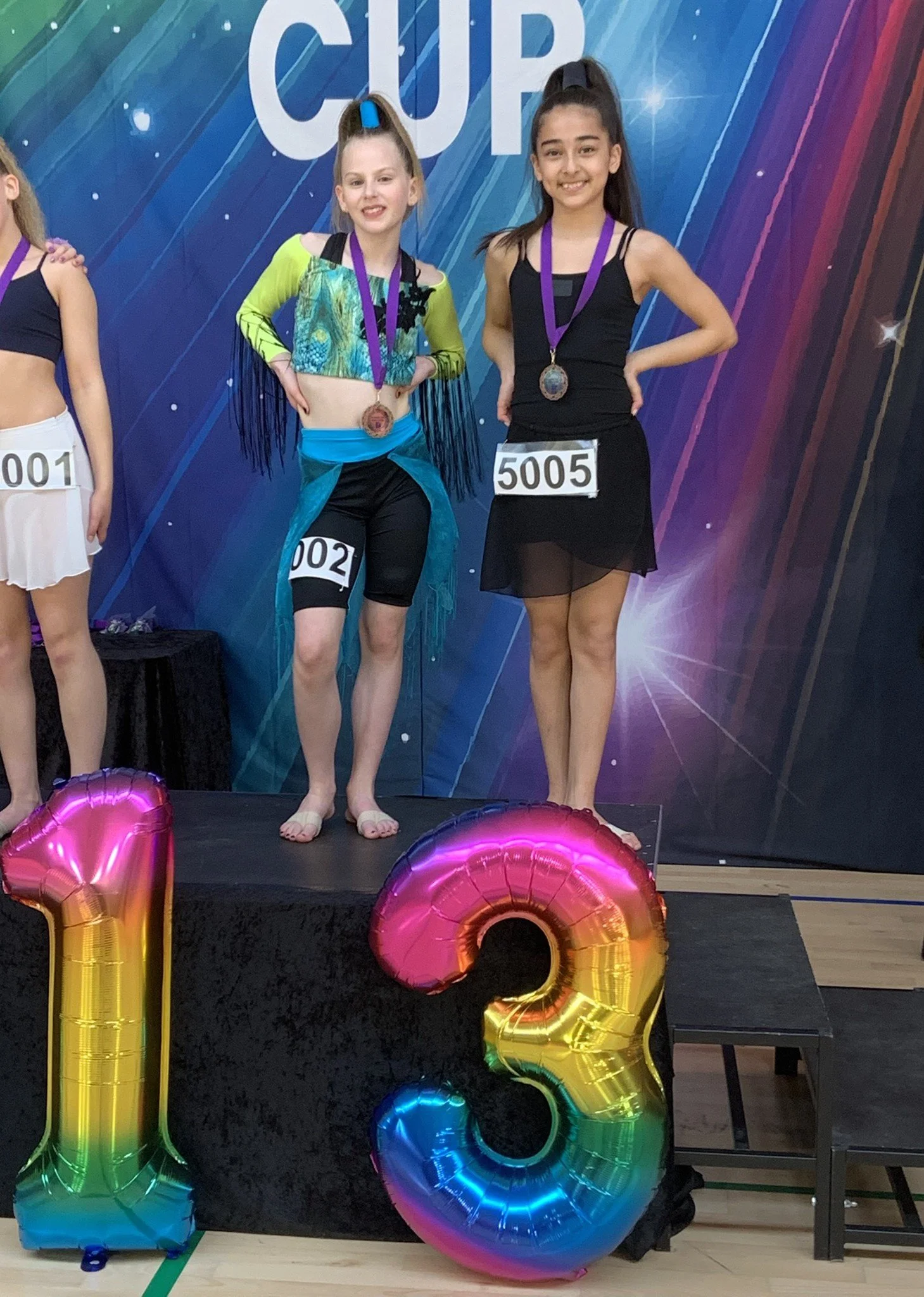Disco slow-danser fra Dansefeber i Viby J på 3. pladsen ved dansekonkurrence, i turkis og sort dragt