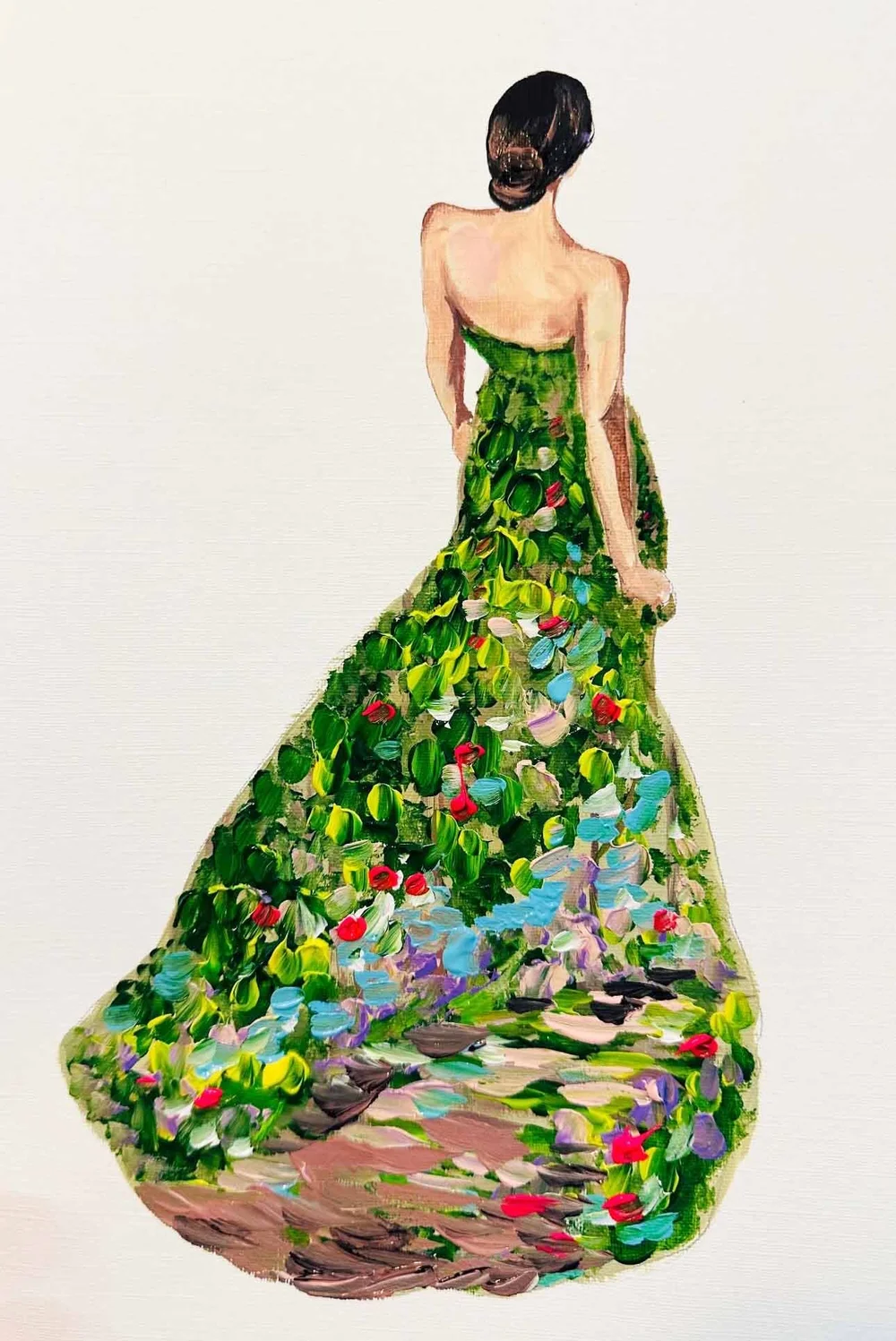 sachin and babi light blue dress Mauve Evening Gown Watercolor Painting