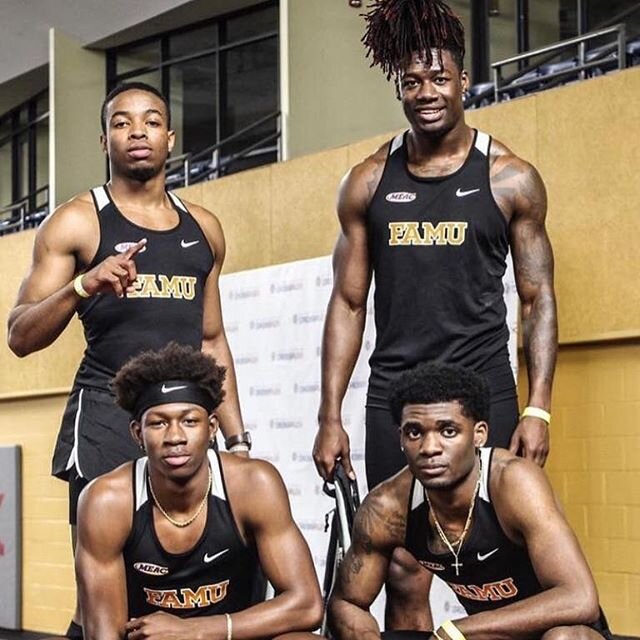 Congratulations to #OLLALum @jay_qu1ck &amp; the @famutf Men's 4x400m Relay Track team on winning 1st place in the KMS Invitational Championship🐍 🏃🏾 #weLeadTheWay #OmegaLamplighters #CrownsOnly👑♎️ #DaVillage #theBlueprint
.
.
#Kings #Lamplighters
