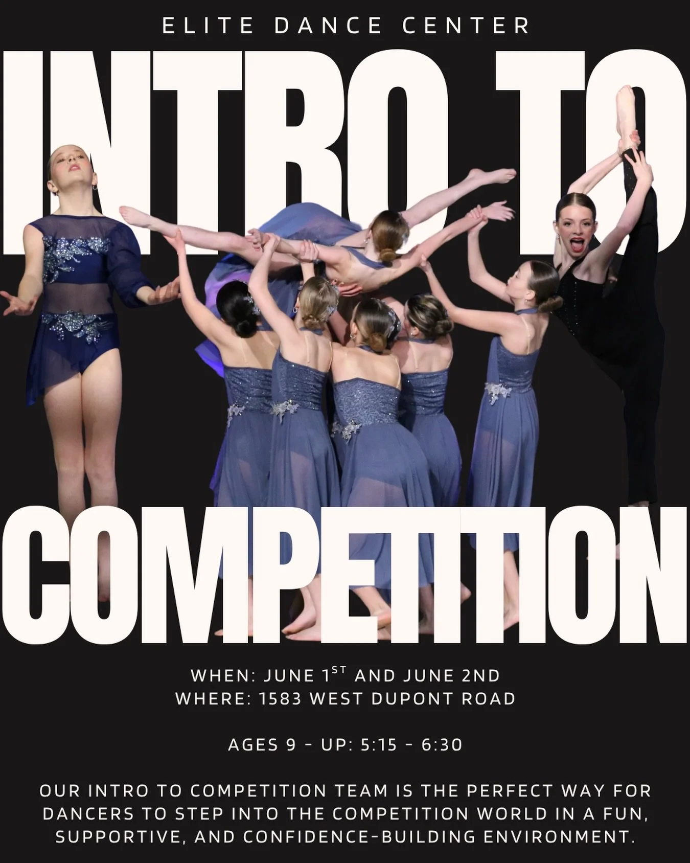Stepping into something bigger 💫

Our Intro to Competition Team is the perfect first step into the competition world&mdash;building confidence, skills, and a love for performing in a fun, supportive environment 🤍

📅 June 1st &amp; 2nd
📍 1583 West