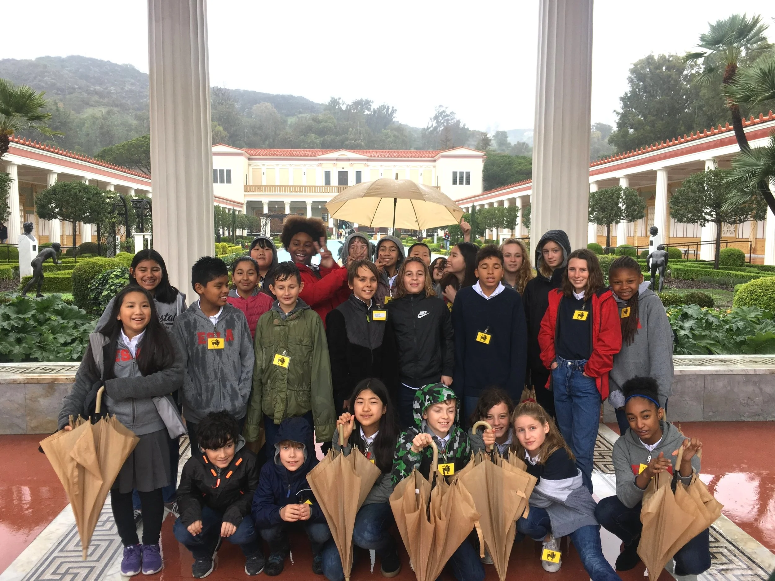 Sixth grade rainy day at the Getty Villa!