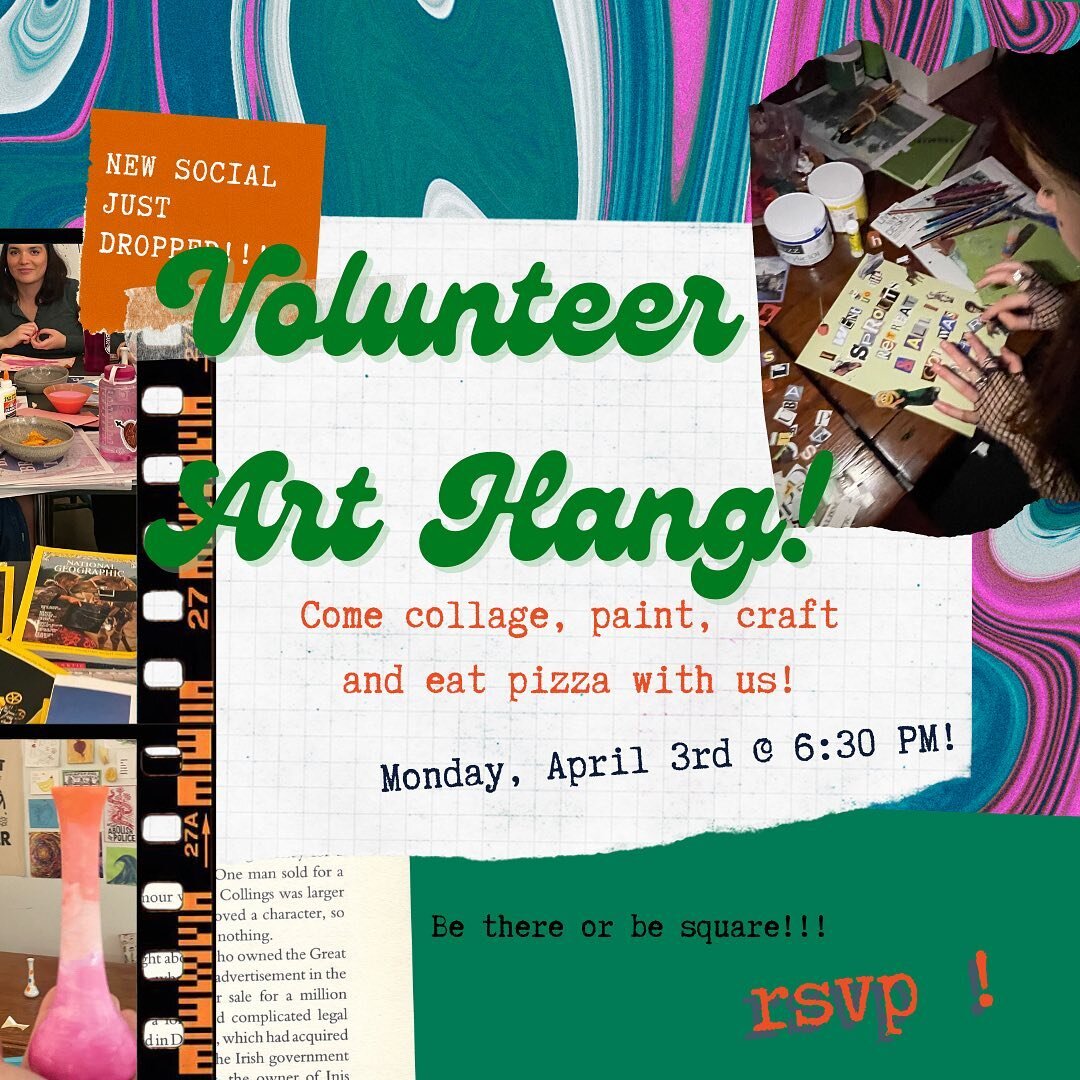 Hi folks! It&rsquo;s time to ~destress~ from final project end of school year insanity and channel that nervous energy into creative energy! Come hang with fellow volunteers for a fun, creative social :) make sure to RSVP with the link in our bio! we