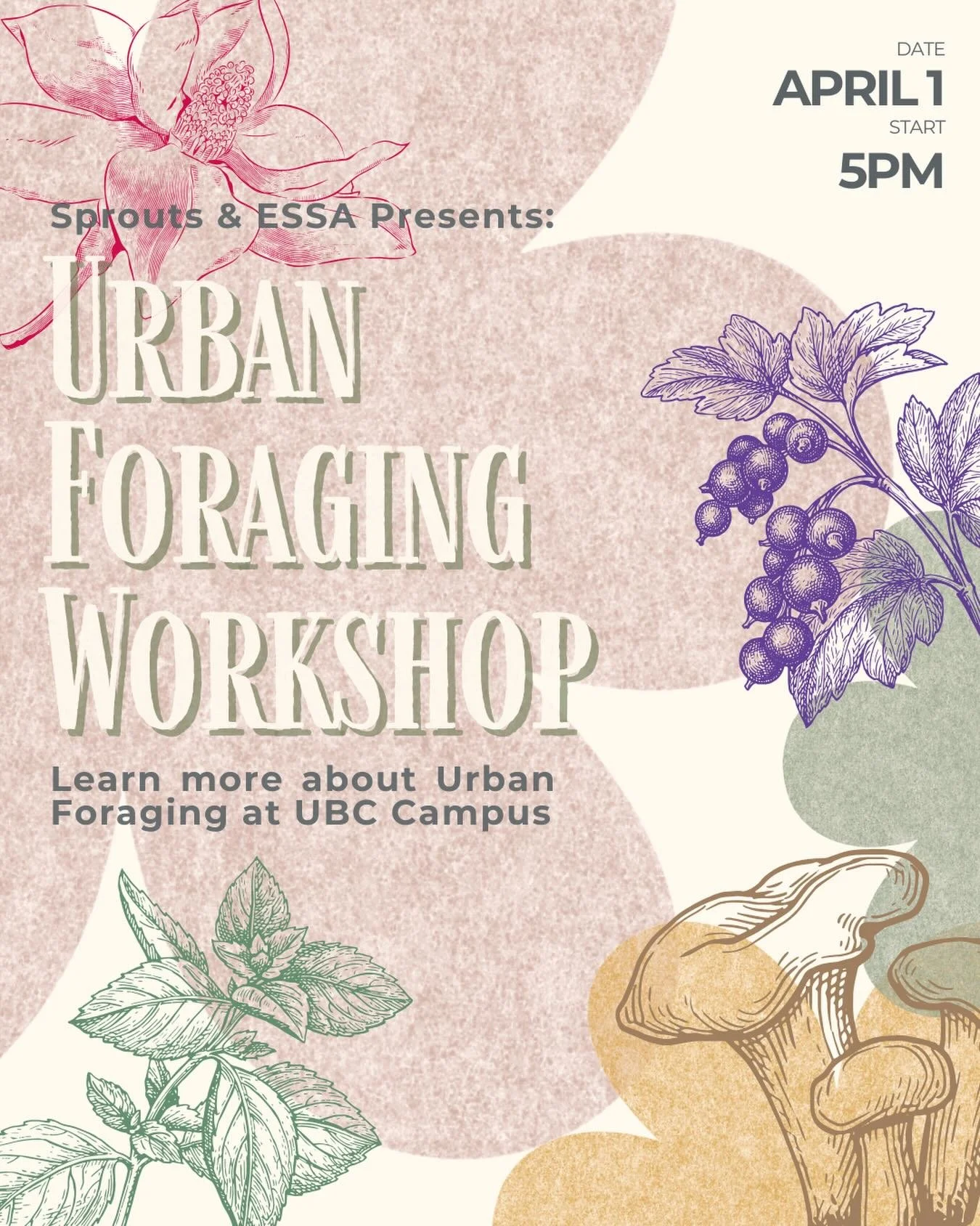 Do you know that there's a lot of edible plants around UBC campus? Come join Sprouts and the Environmental Science Student Association for an urban foraging workshop and learn how to safely and responsibly spot, harvest, and eat local plants! 🌿😋✨

