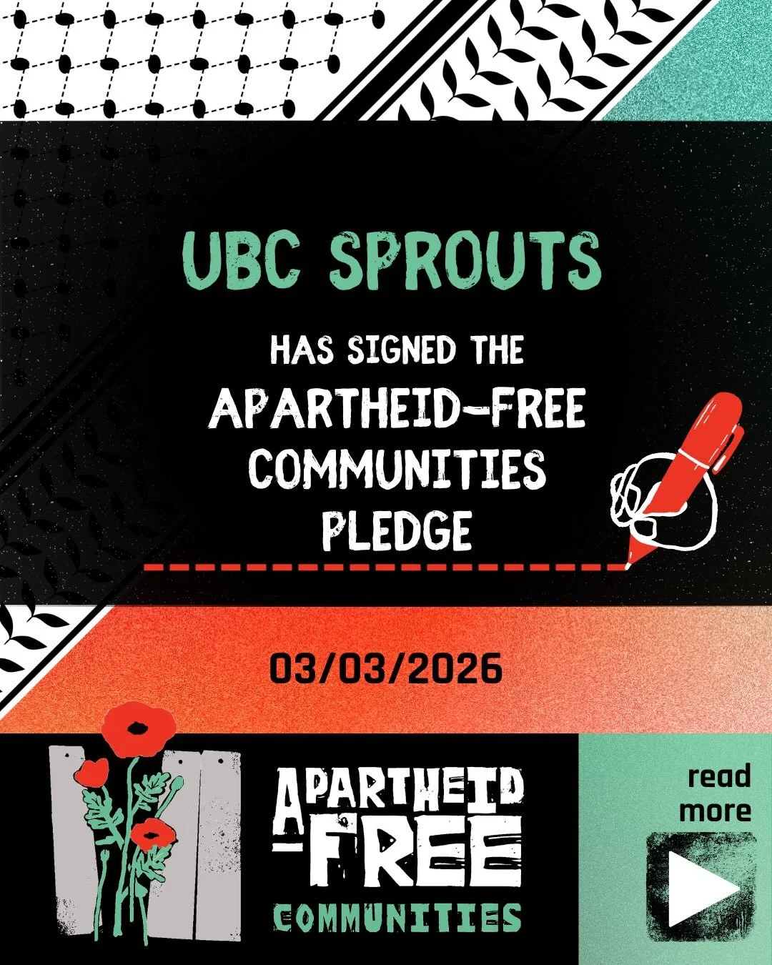 UBC Sprouts is a food security and food justice organization. We recognize that food security and food sovereignty are deeply interconnected with and inseparable from broader struggles for liberation, independence, and human rights.

In solidarity wi