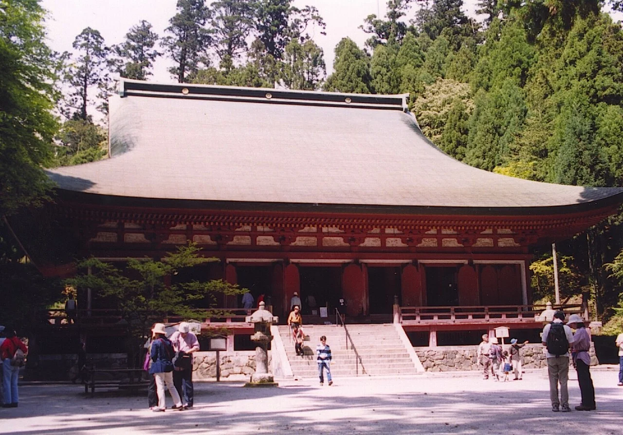 1-15 Main hall of the Western Precinct of Enryakuji on Mt. Hie near Kyoto. This Tendai complex was founded in 788. The building shown here, the Shakado, was moved to Mt. Hie in 1595