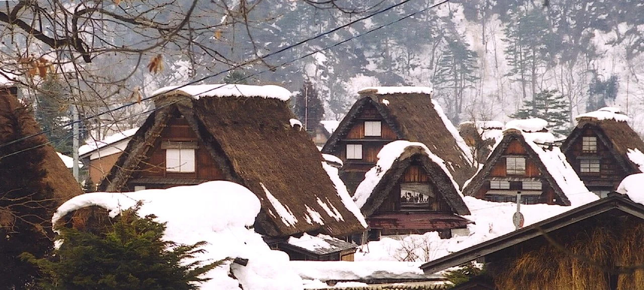 4-4 Ogimachi Village, Honshu, with a number of gassho (hands in prayer) style houses