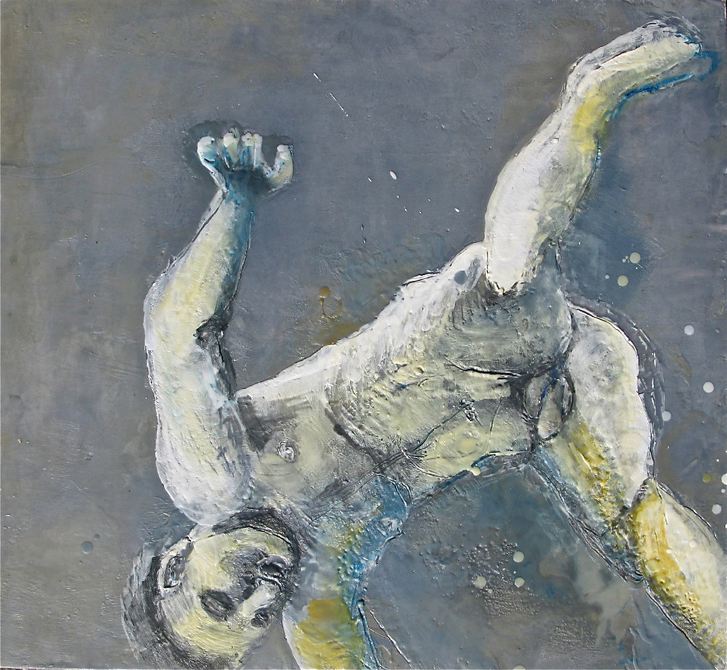 Falling Man- encaustic Rosalie Matchett