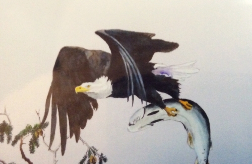 LORNE SHANTZ  "Eagle Dinnertime" watercolour $400