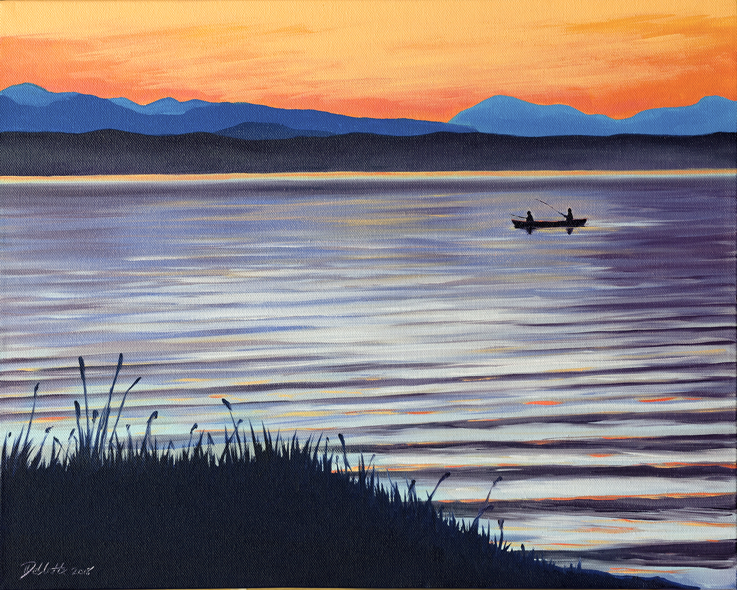 DAINA DEBLETTE "Last Catch of the Day" oil on canvas $400