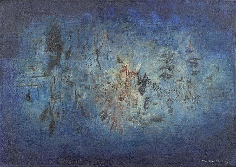 Fig 1. Zao Wou-Ki, Water Music , 1957. Oil on canvas, 20 x 28 in. (50.8 x 71.1 cm). Chao 2000 Trust