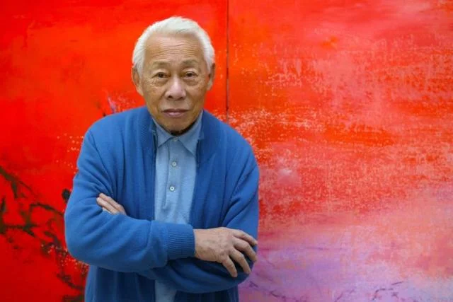 Zao Wou-Ki dans son atelier parisien le 06 novembre 2003. Photo : François Guillot - AFP