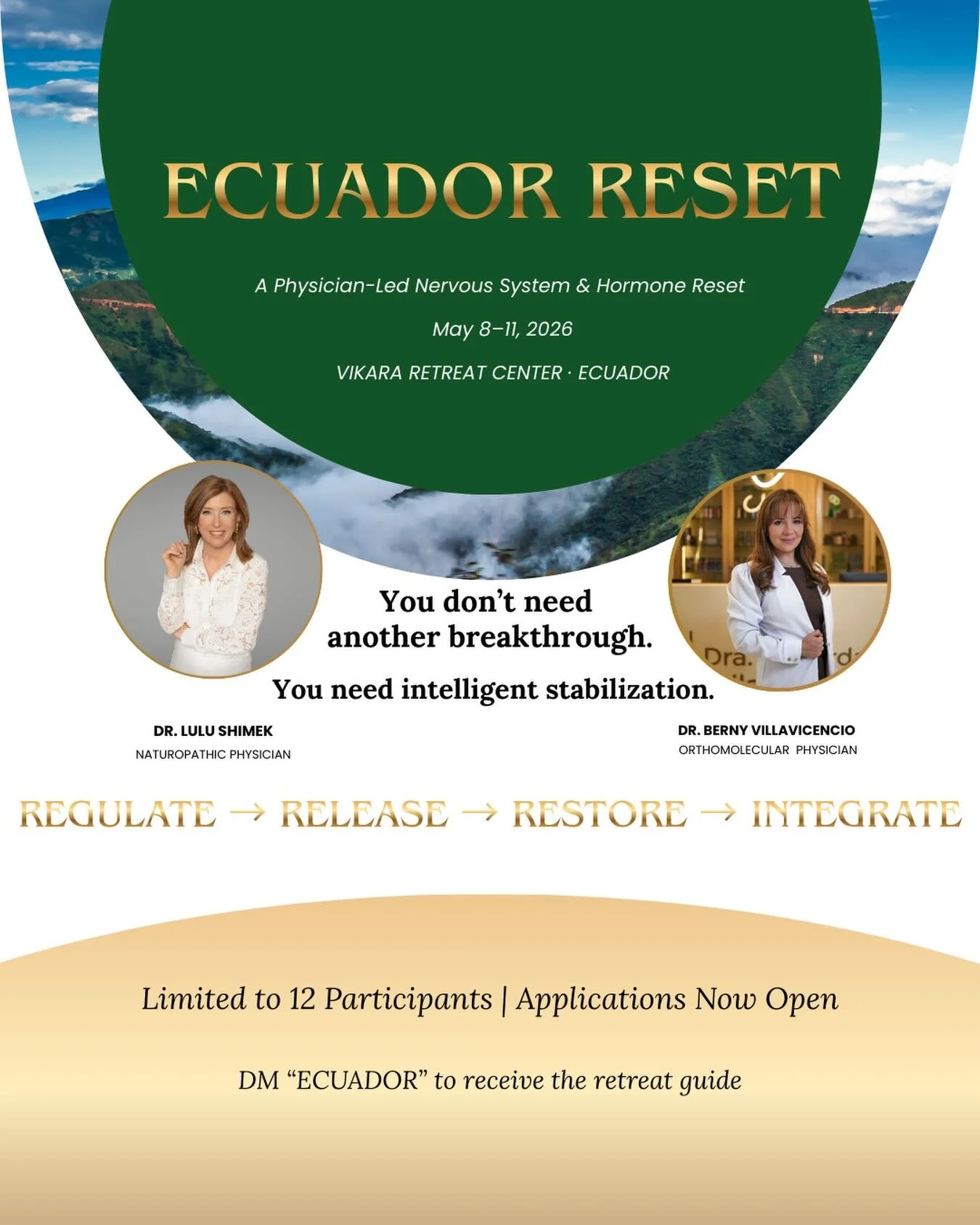 Early registration for the Ecuador Reset Retreat is now open. 

This retreat was created for people who feel like their nervous system has been running in survival mode for too long.

Not another breakthrough. Not another push.
But intelligent stabil