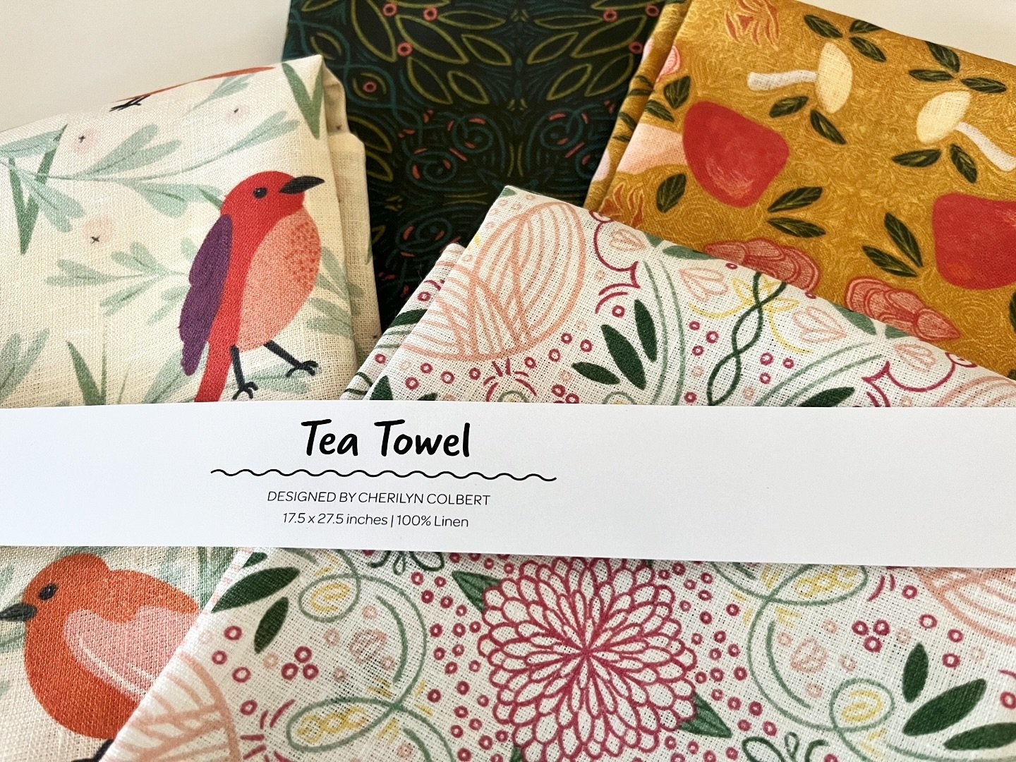 I have a few new products dropping as soon as I can get them packaged and photographed: 100% linen tea towels! 🐦🌿🍄🌷