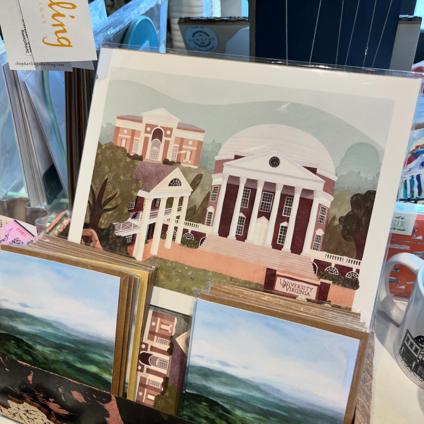 My UVA and Virginia State prints are now available at @shopdarlingxdashing, a sweet boutique in Charlottesville, Virginia. Check them out!