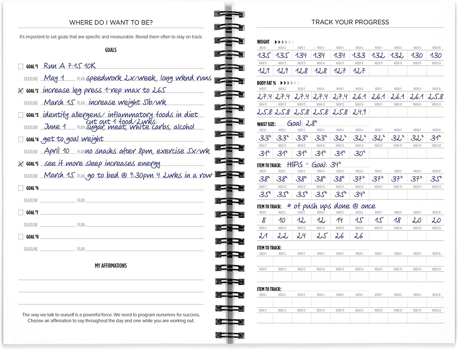 Workout/Fitness and/or Nutrition Journal/Planners - Designed by Experts, w/Illustrations : Sturdy Binding, Thick Pages & Laminated, Protected Cover
PlayMaker Network