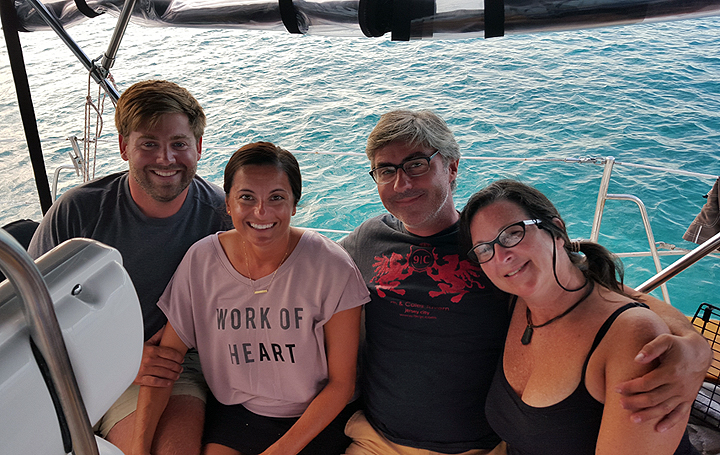 Cockpit fun with S/V Selah aboard S/V Delancey. Thanks for the pic Yvonne!