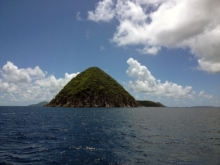Passing Great Thatch as we cross into British waters.