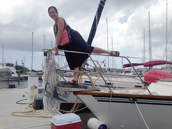 Daily acrobatics getting off the boat.