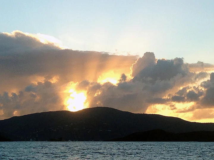 Looking west:  Sunset over Virgin Gorda, BVI