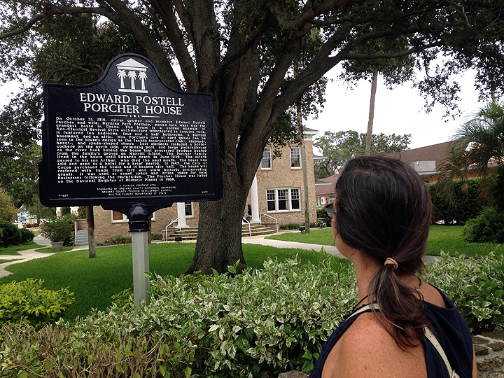 Strolling around Cocoa Village. Always read the plaque.
