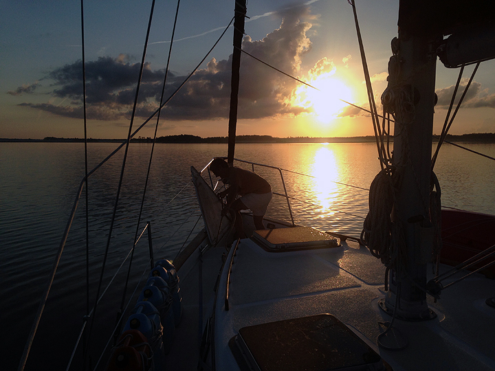 I'm either raising the anchor at dawn or lowering it at dusk. Can't tell.