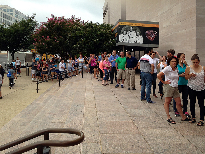On line at the National Air and Space Museum to get eclipse glasses