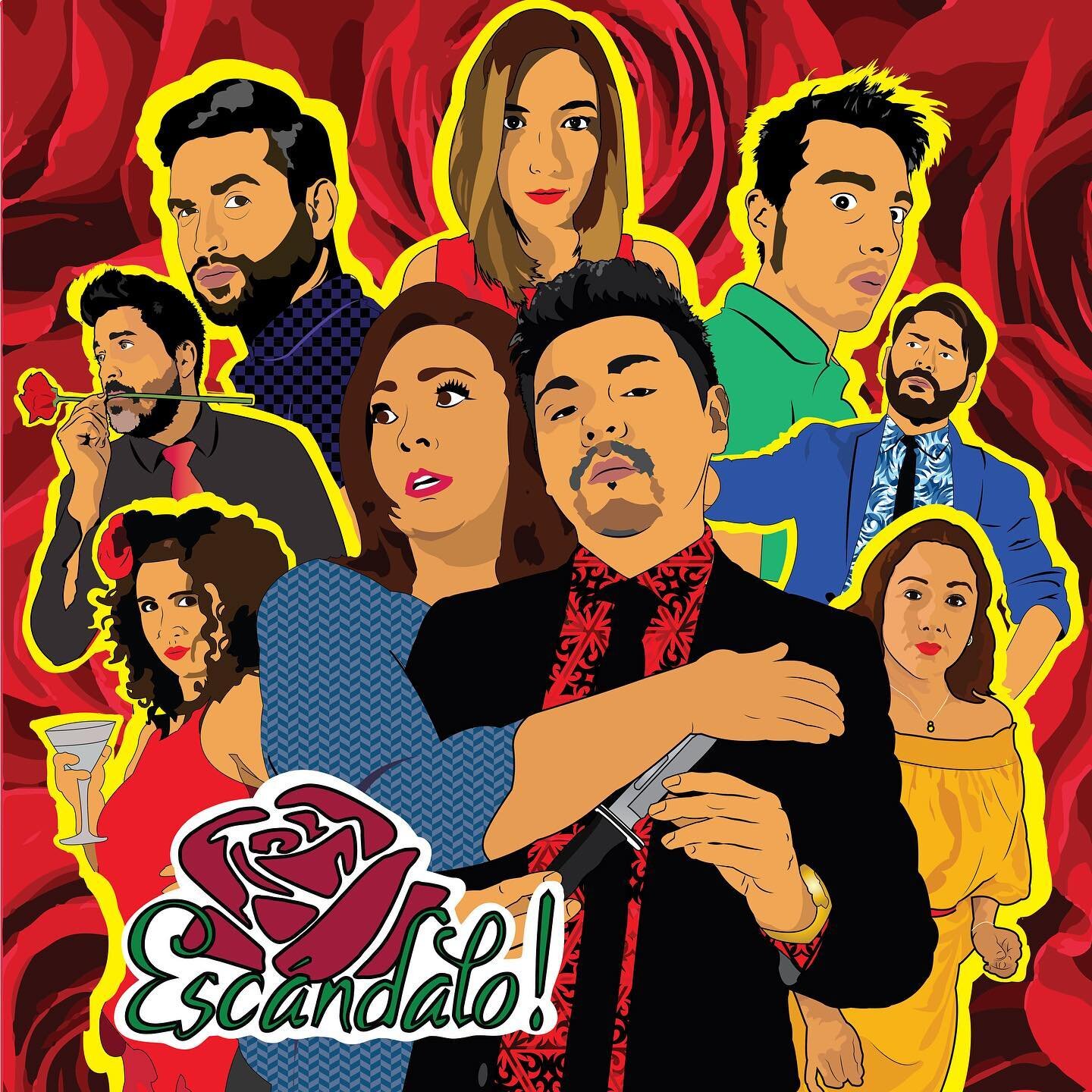 Artwork we made for &iexcl;Esc&agrave;ndalo! 

Catch @micco6 (in the blue blazer 👀🕺🏽) at their show tomorrow! 8pm

#Repost @escandaloimprov
・・・
New poster - notice the difference?  It&rsquo;s our newest cast member!

Welcome Valencia!
🌹💃🏻🌹💃🏻