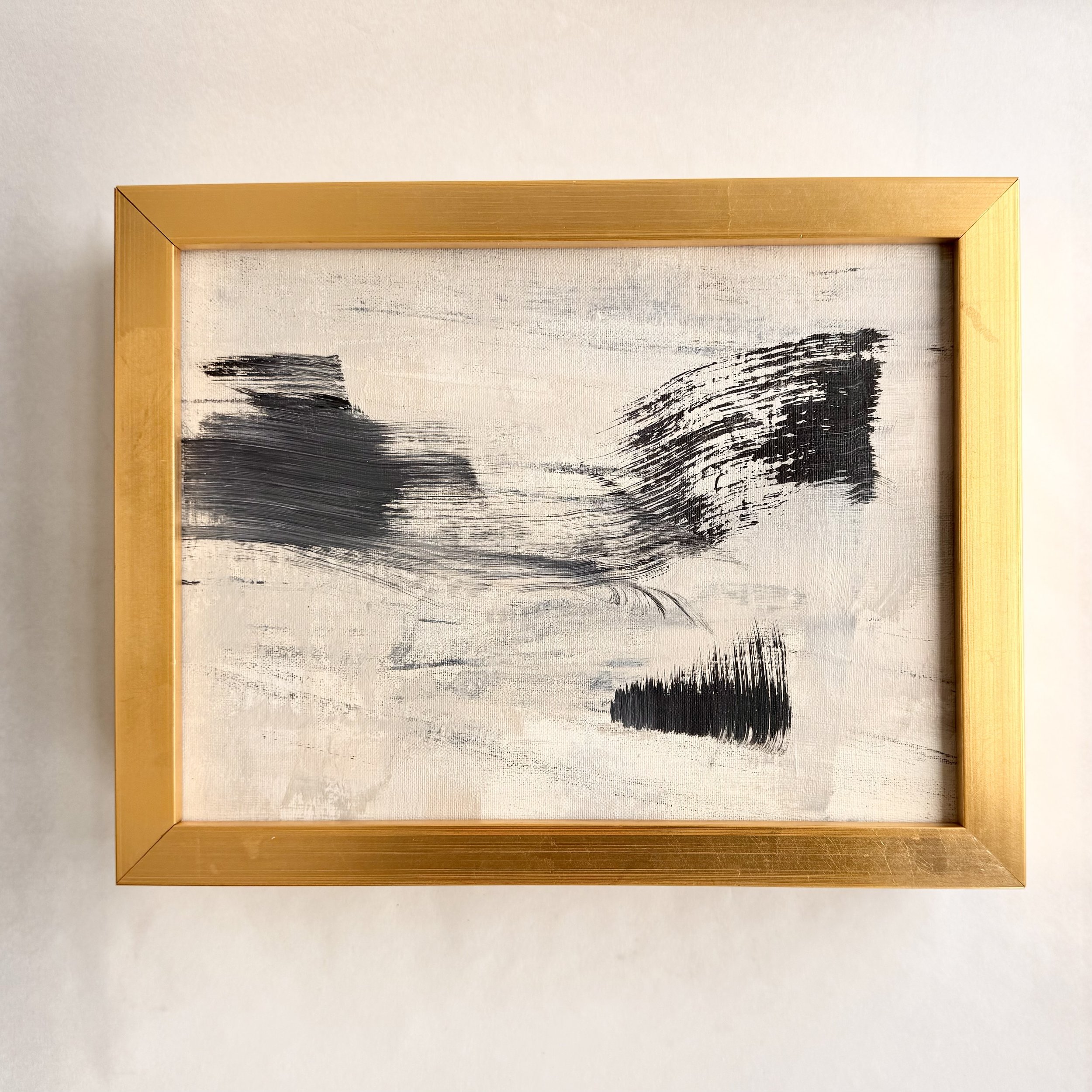 Paris in the Rain - a monochromatic framed abstract painting