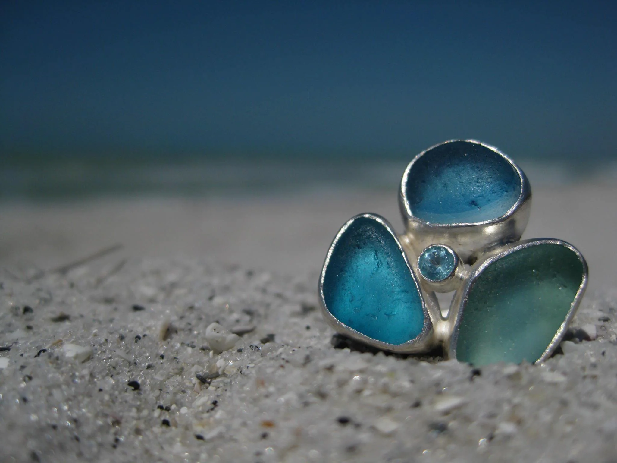 seaglass cluster ring