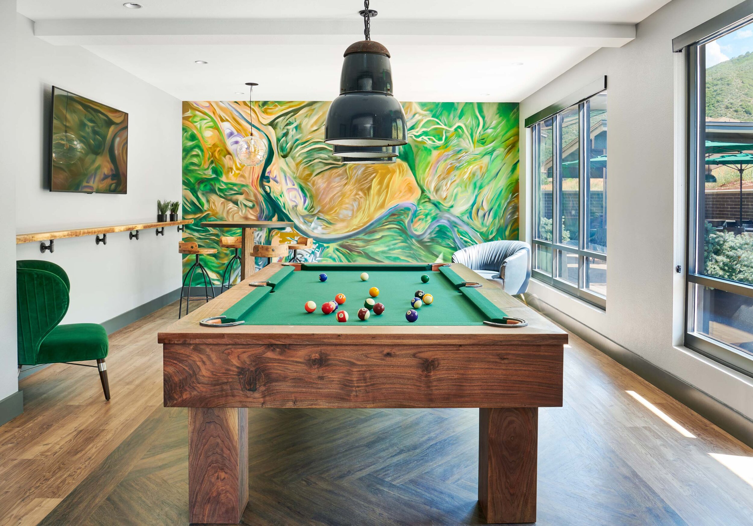 Interior Design of Aspen Recreational Room with Pool Table