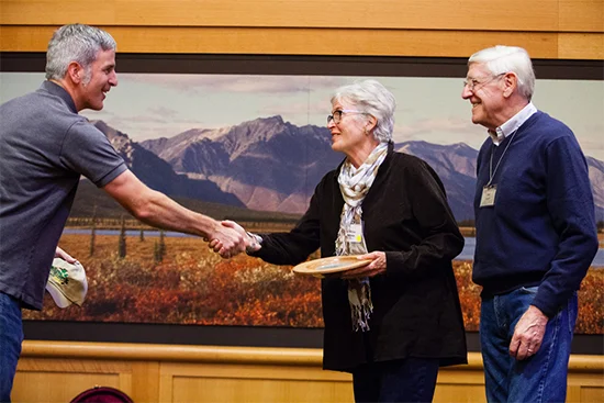 Virginia landowners Christine and Fred Andreae receive the Exemplary Forest Steward award from Craig Highfield of the Alliance for the Chesapeake Bay. Image by Chesapeake Bay Program.