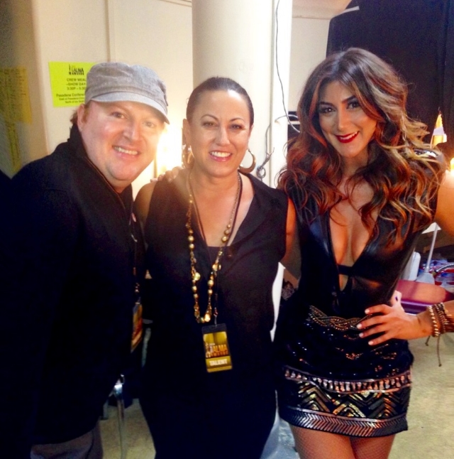 Tina Landon and her longtime Assistant, Jason Myhre backstage at the ALMA Awards in 2014 / Photo Courtesy Rachael Markarian