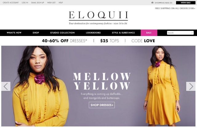 The ELOQUII.com homepage / Photo courtesy ELOQUII.