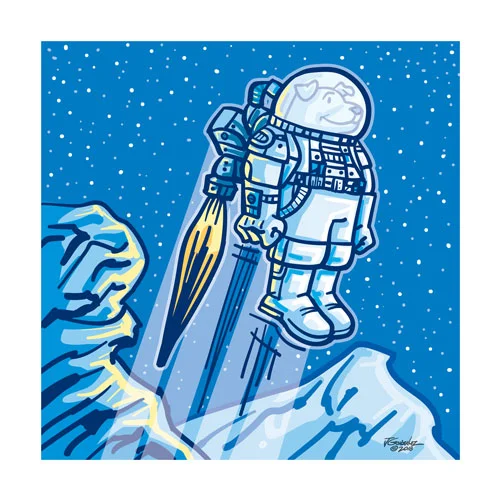 Space Dog Explorer Art Print $16.00 Free Shipping