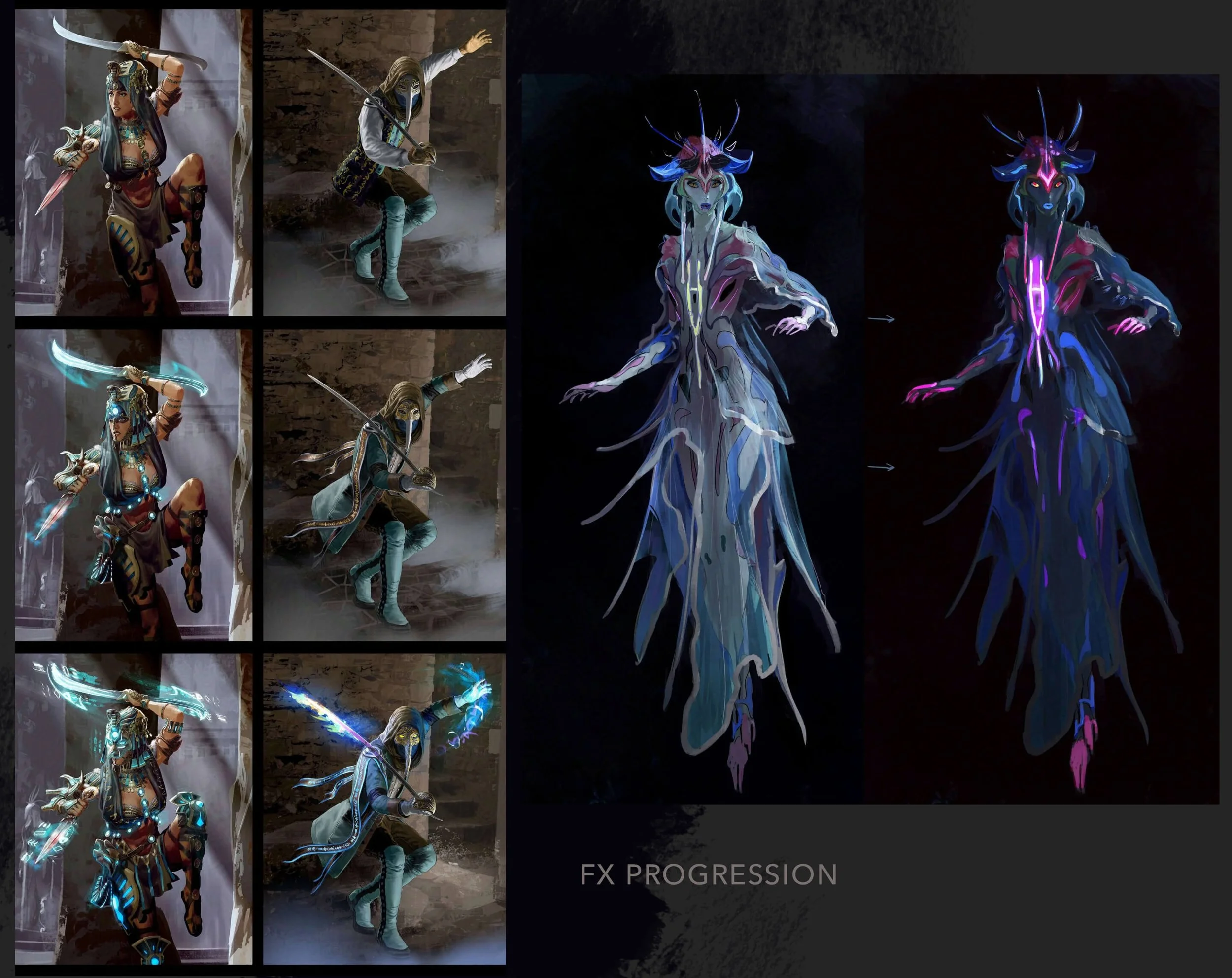         ↑   WAR DRAGONS (Pocket Gems)  - In game character progression FX   |    WETA Dev  - bioluminescent character concept 
