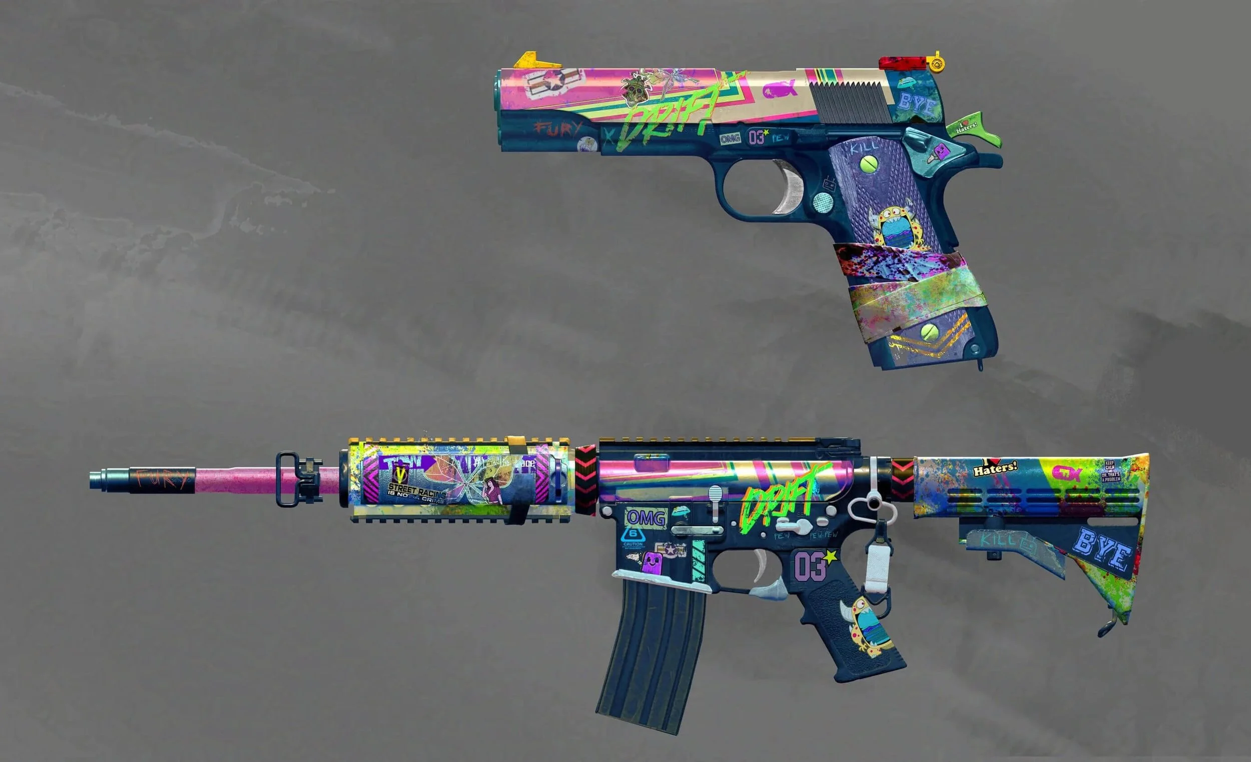         ↑   X-DEFIANT (Ubisoft San Francisco)  - Collectible gun skin designs finalized for 3D build handoff 