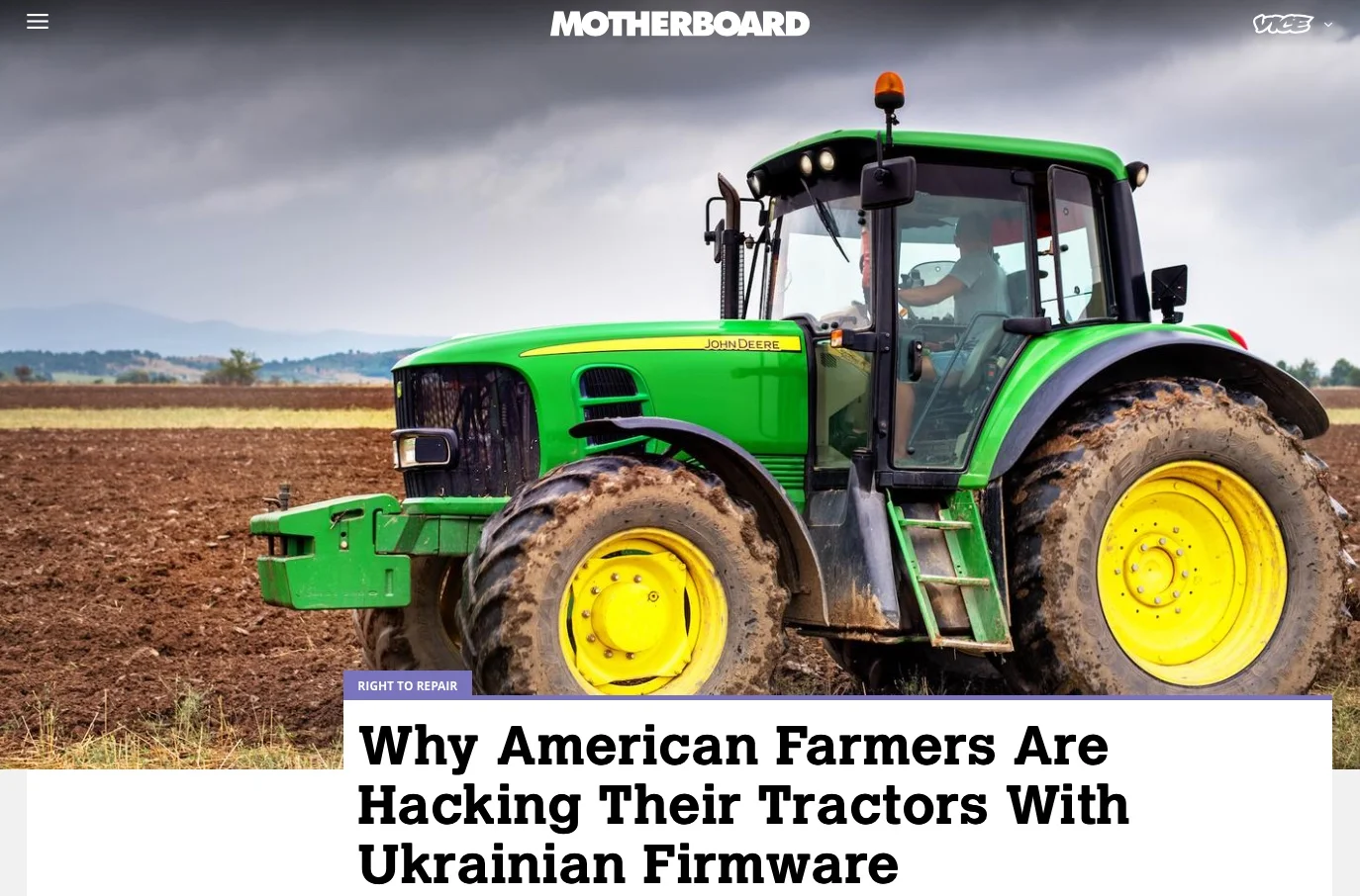 Sorry, Right to Repair Advocates: You may be right, but John Deere is on the Winning Side of History