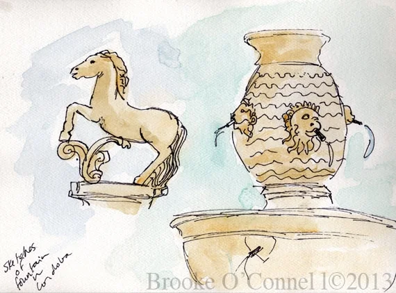 Fountain Sketches from Cordoba, Spain