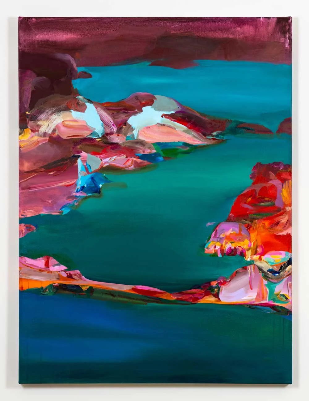  Midnight and low places  2023, Acrylic and Flashe on canvas, 48 x 36 x 1.5 in 