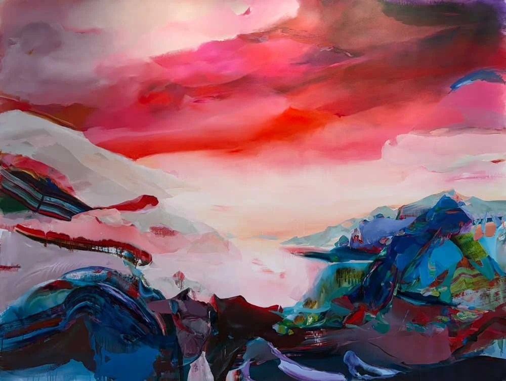  From the blue  2023, Acrylic and Flashe on canvas, 76 x 98 x 1.75 in 