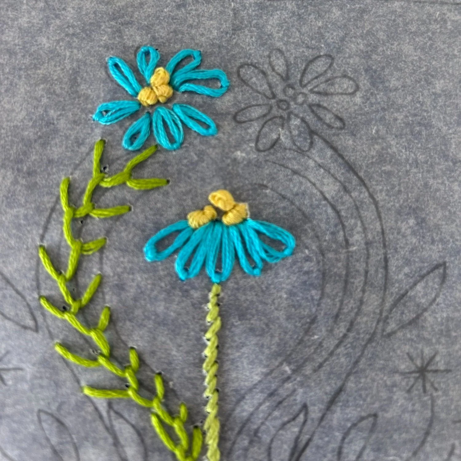Lazy Daisy Flowers with French Knots