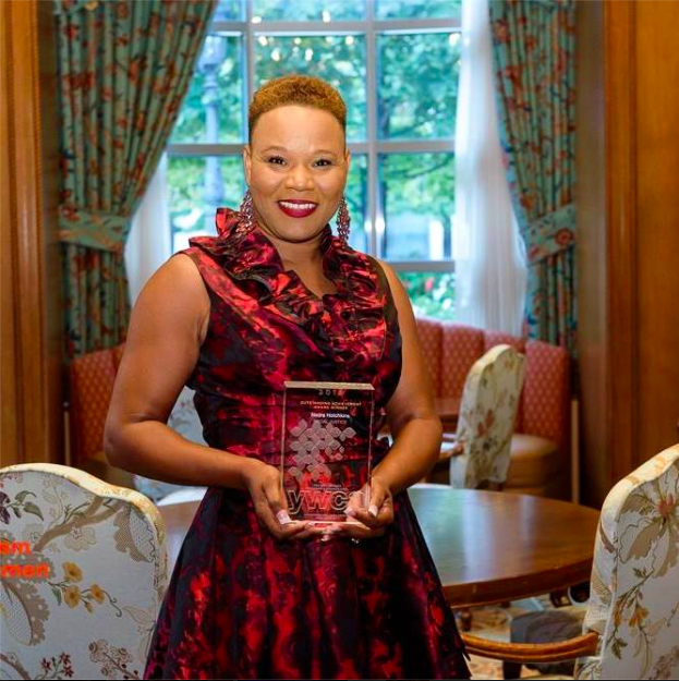 The V(i)llage Co-founder Nedra L. Hotchkins, M.Ed. pictured at the 28th Annual YWCA Leader Luncheon, where she won the Outstanding Achievement Award for Racial Justice (2016) for work in The V(i)llage and Community V(i)llage. 